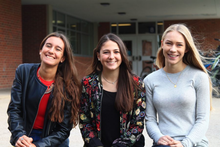 Giulia Amati ‘17 (Italy) , Kristina Sviland ‘18 (Denmark), and Patri ‘17 (Spain) are all new to the EGR hallways as foreign exchange students. 
