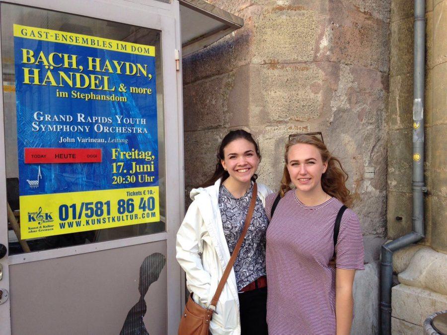 Abby Schneider 17 and Anna Baermann 18 in Europe to play cello. 