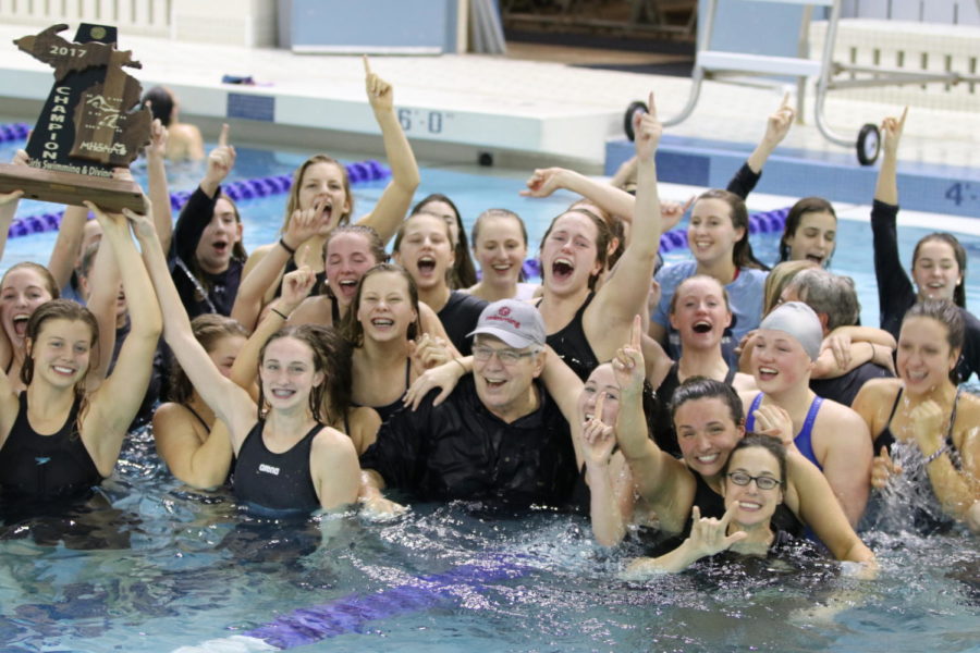 Girls Swim team wins their 21st state championship, their first as a Division 2 team