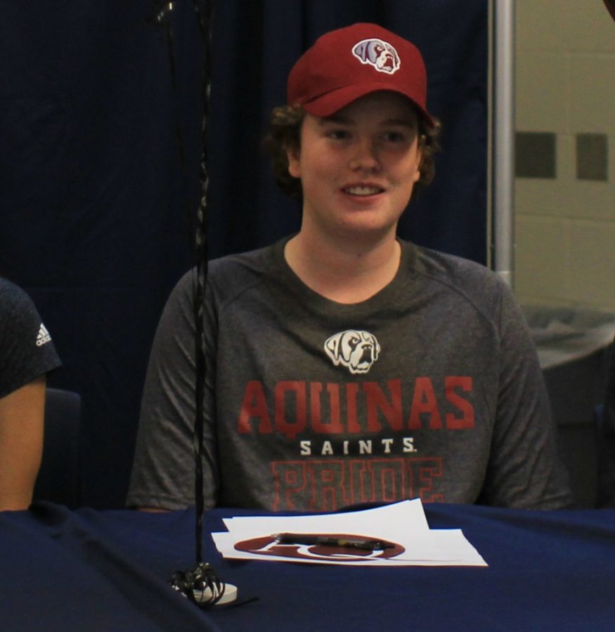 James Murray 18 during the November signing when he committed to play at Aquinas College
