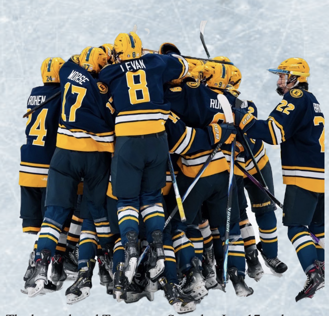 The boys played Trenton on Saturday Jan. 17 and are pictured celebrating with a final score of 5-4.